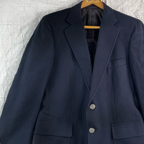 Vintage The Bentley Wool Jacket Mens M Navy Blue Blazer 2 button Sport Coat - Picture 2 of 16